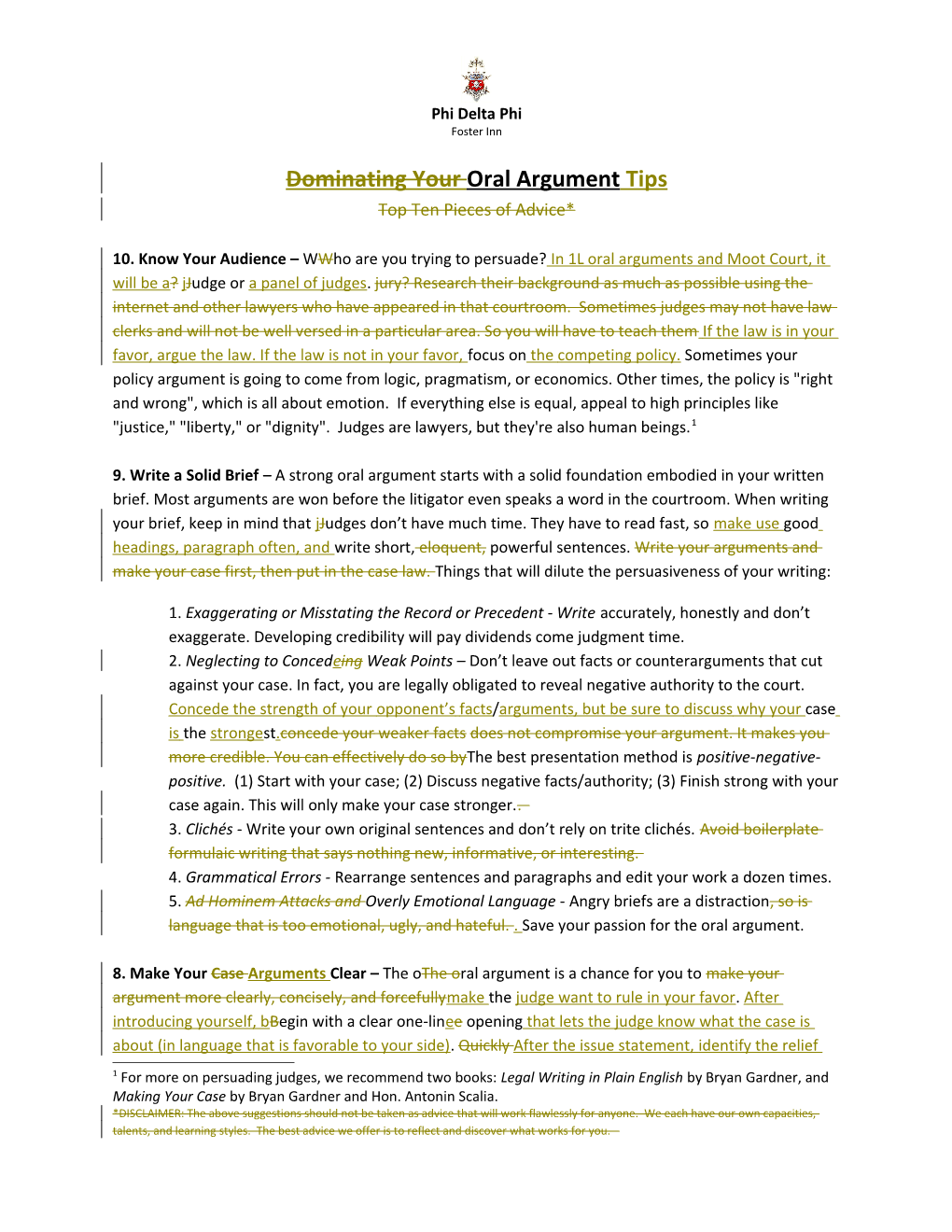 Oral Argument Tips