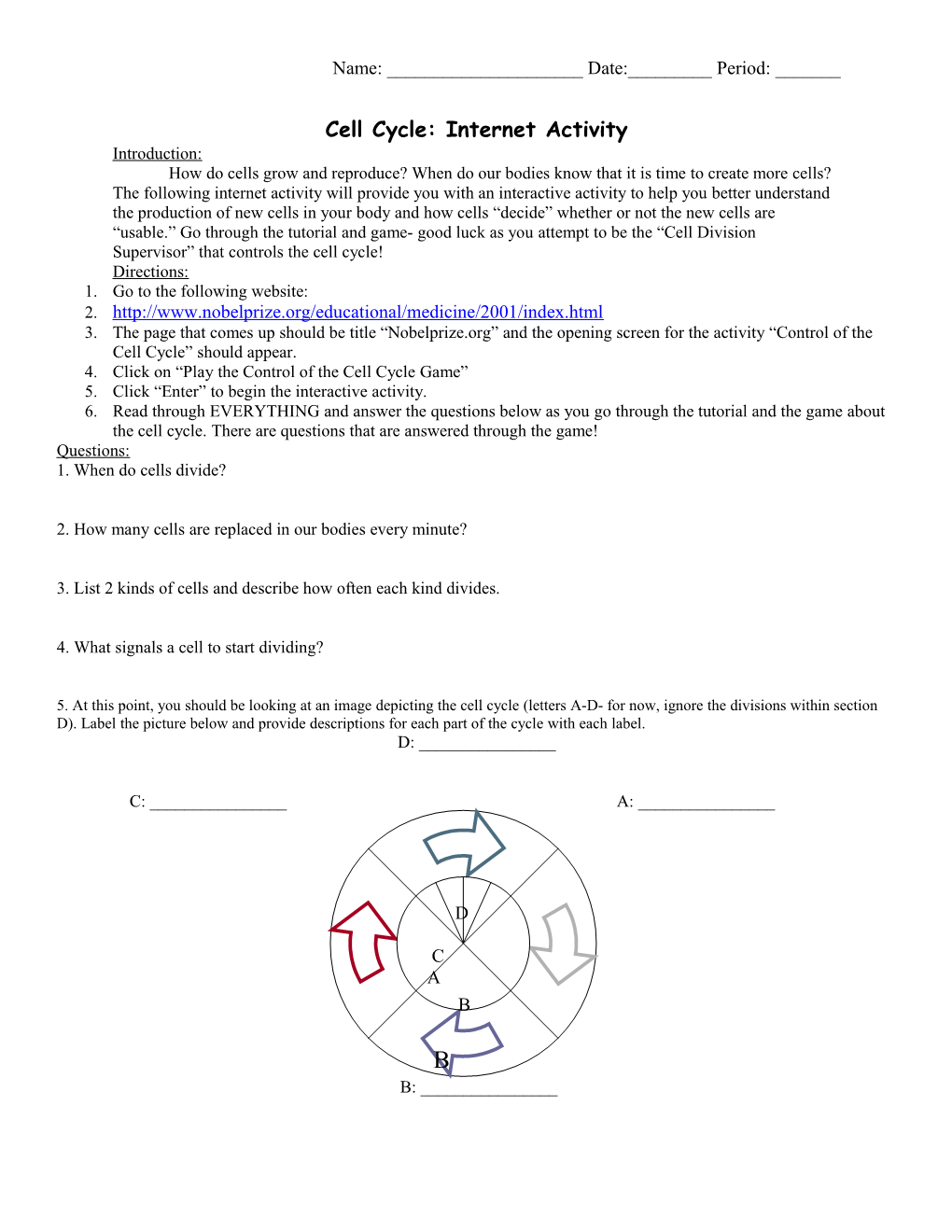 Cell Cycle: Internet Activity