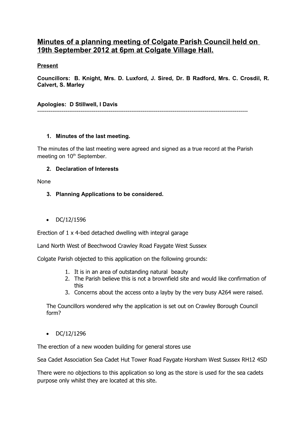 Minutes of a Meeting of South Heighton Parish Council