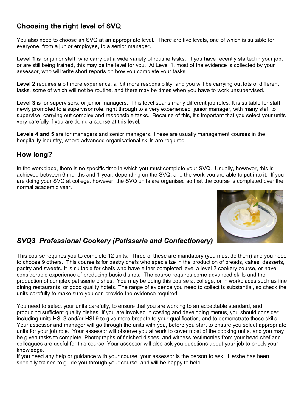 SVQ3 Professional Cookery (Patisserie and Confectionery)