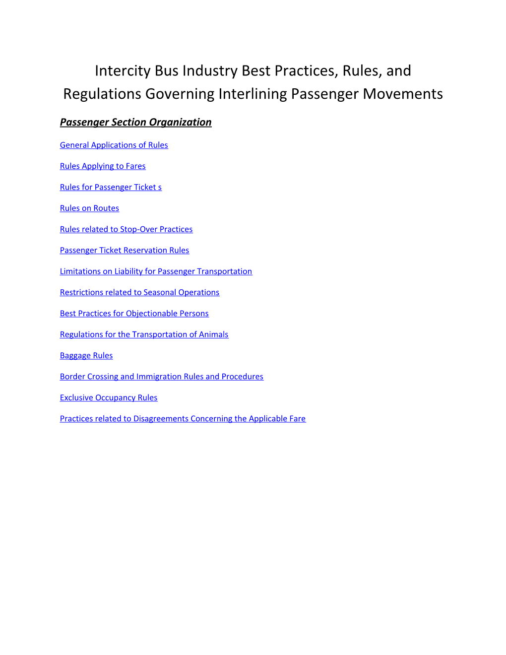 Interlining Passenger Industry Best Practices, Rules, and Regulations