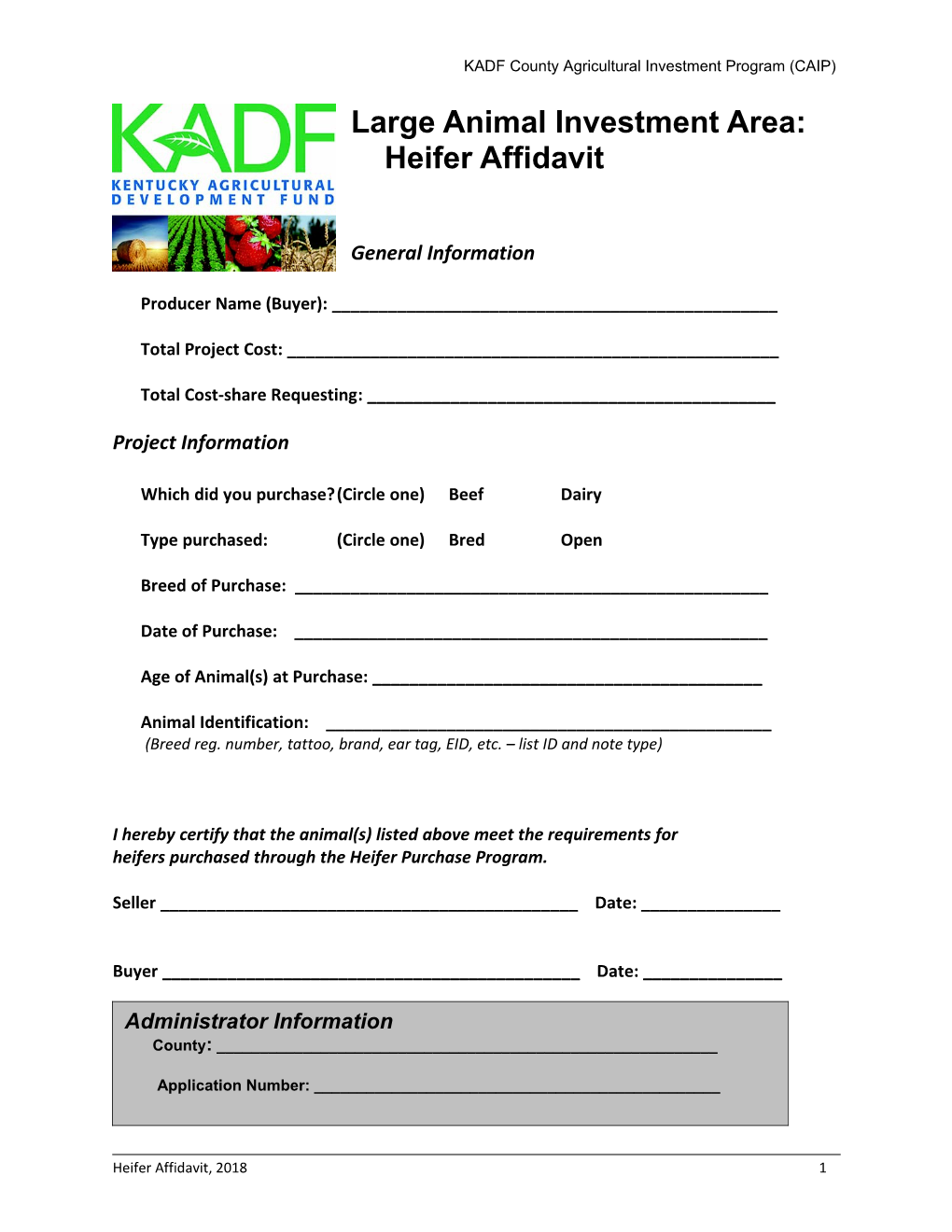 CAIP Heifer Affidavit