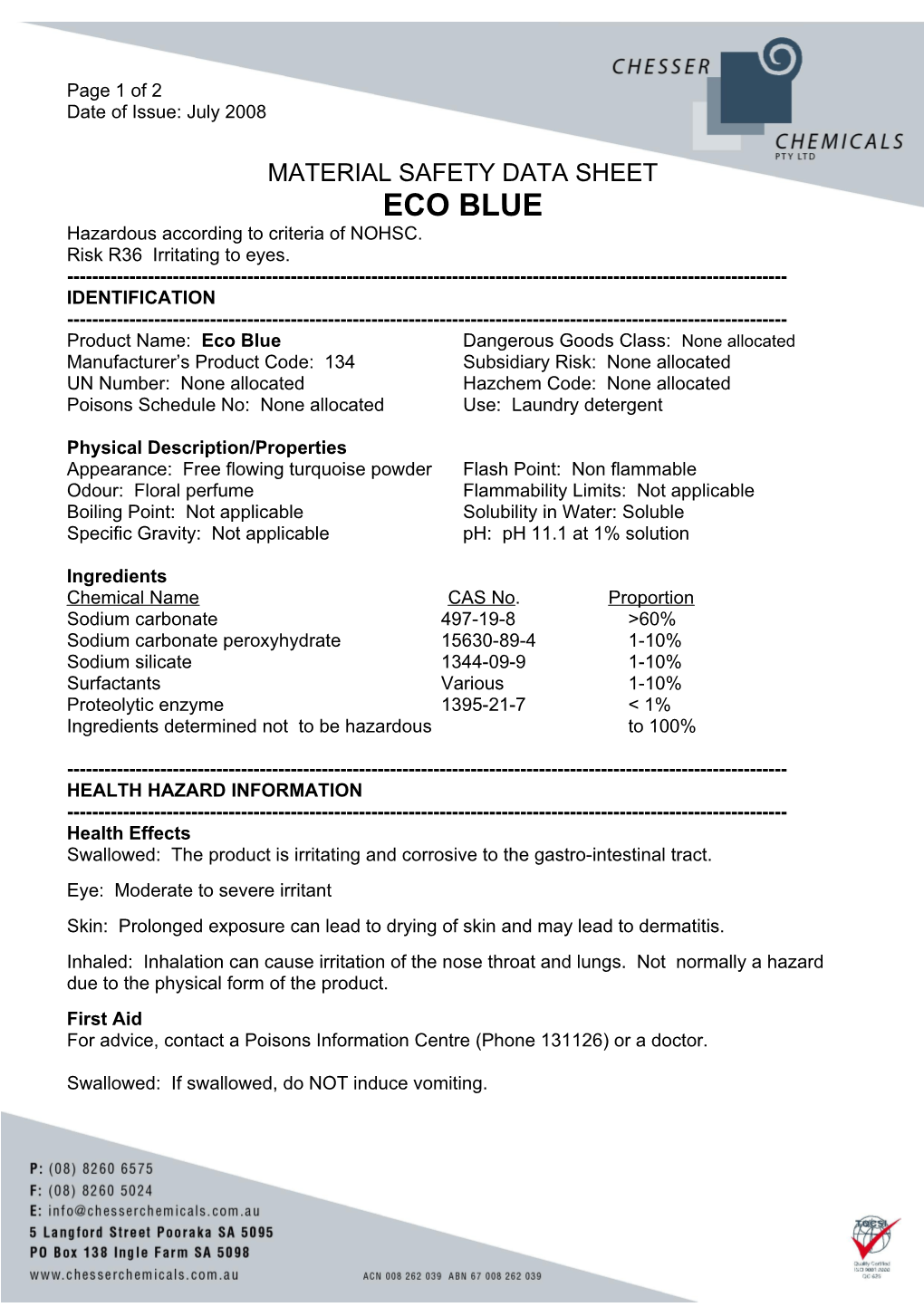 Material Safety Data Sheet s153