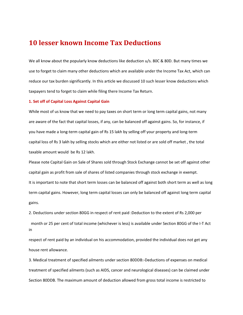 10 Lesser Known Income Tax Deductions