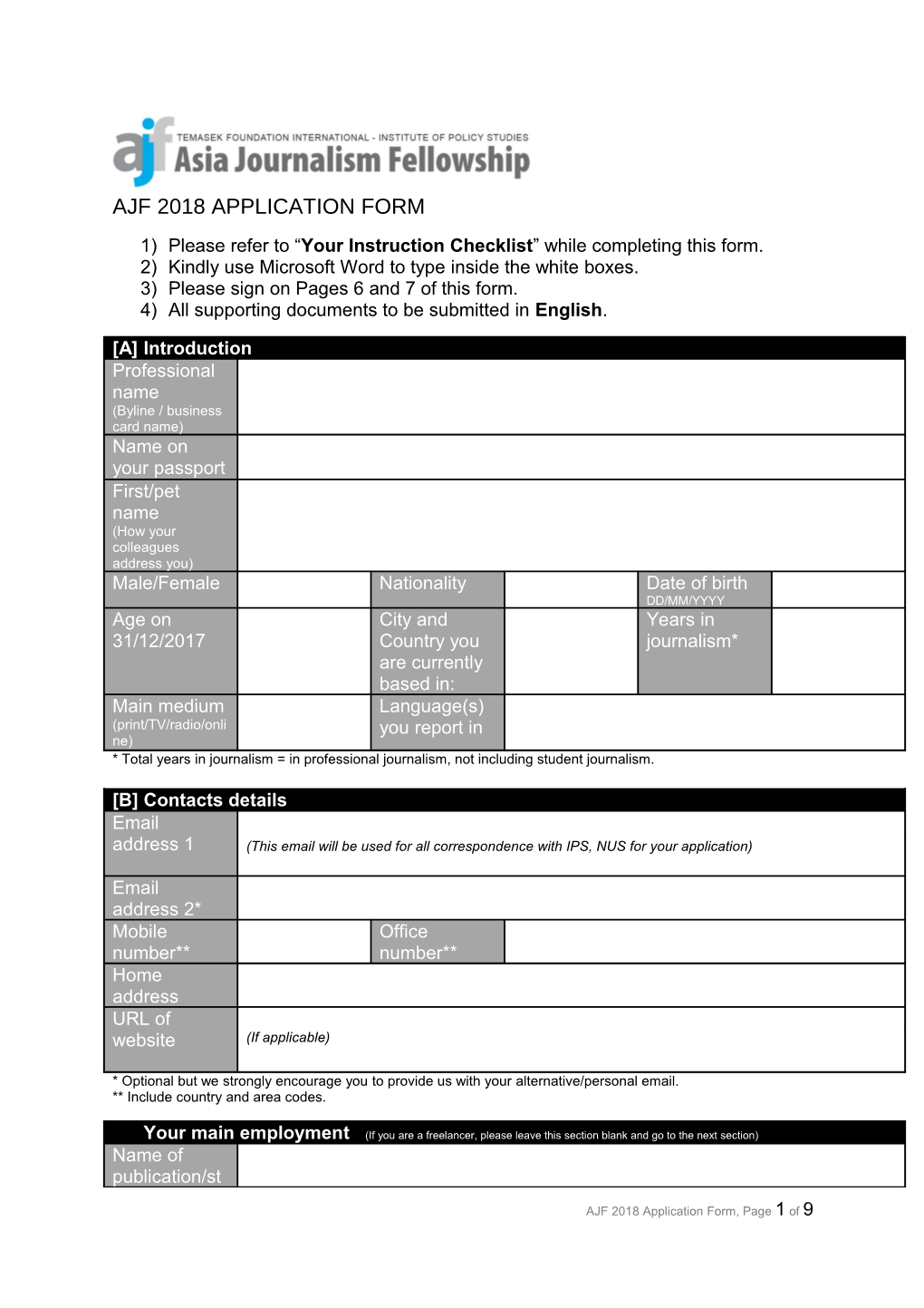 1)Please Refer to Your Instruction Checklist While Completing This Form