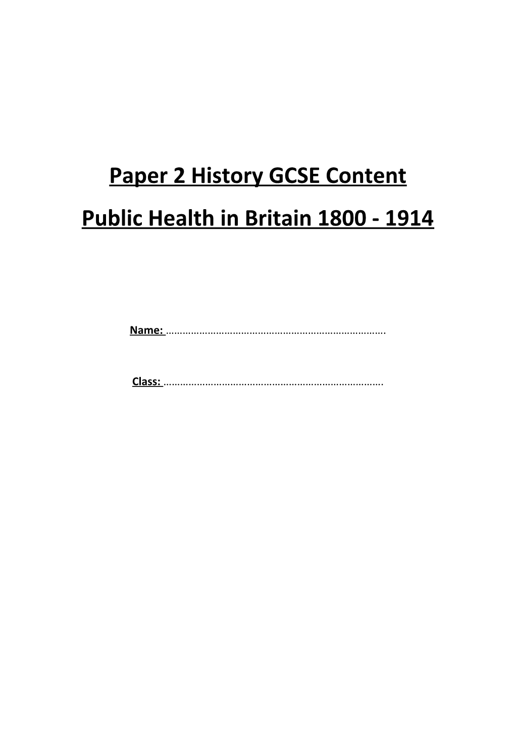 Paper 2 History GCSE Content