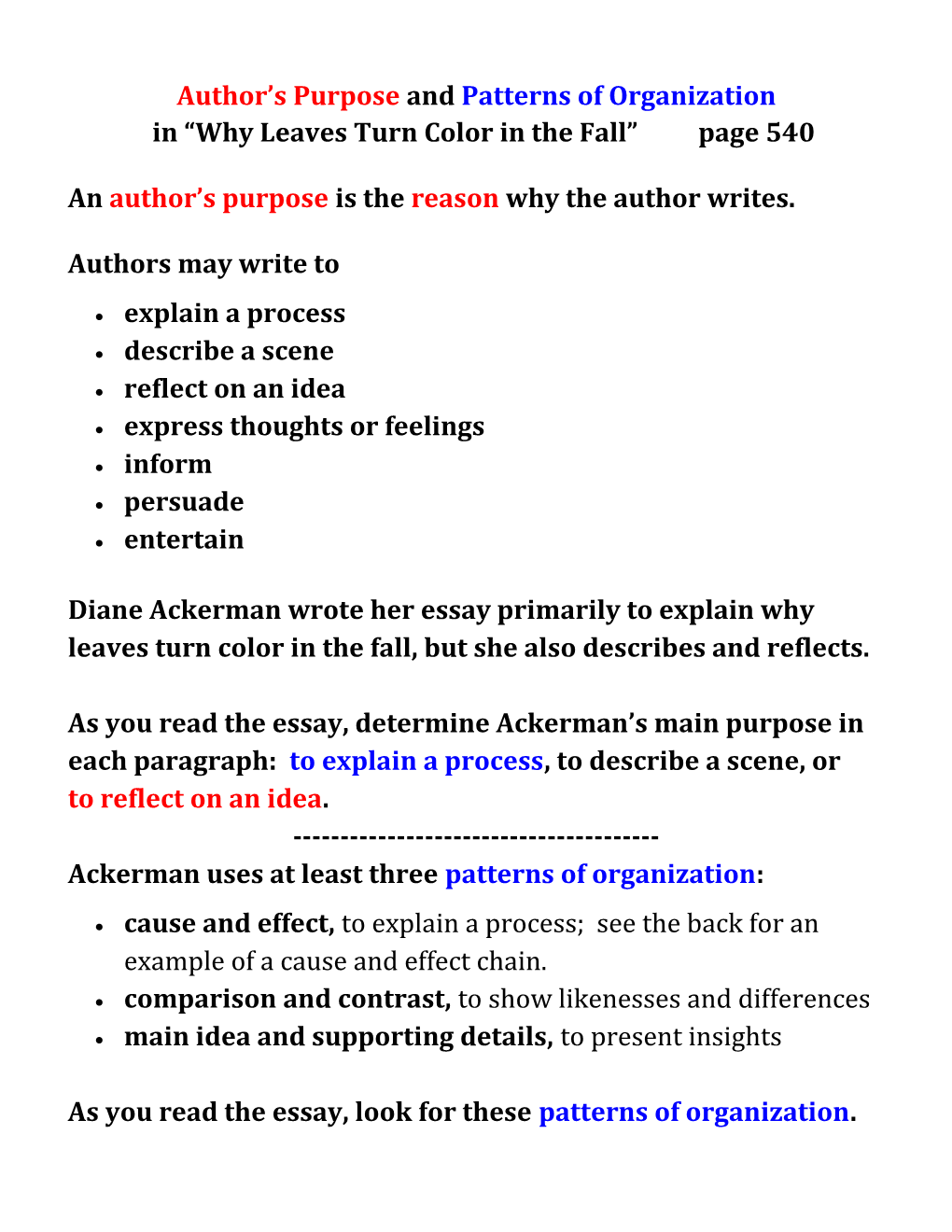 Author S Purpose and Patterns of Organization