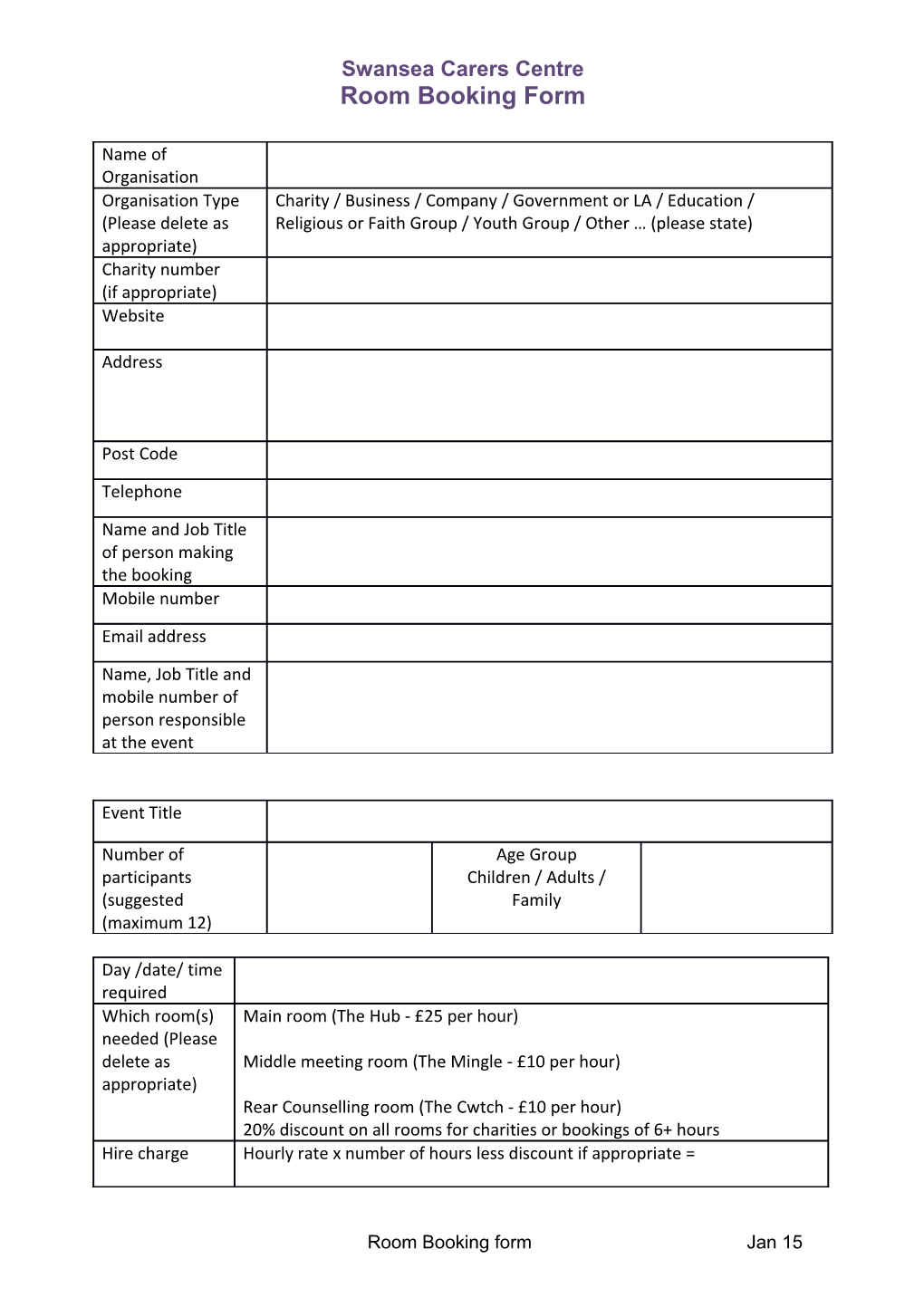 Room Booking Form