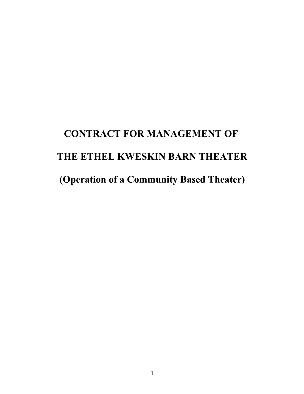 Contract for Management Of