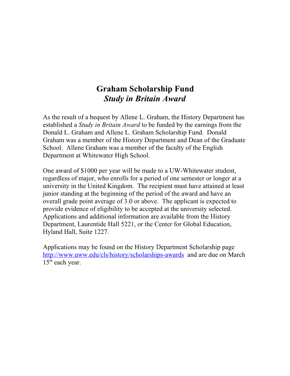 Graham Scholarship Fund