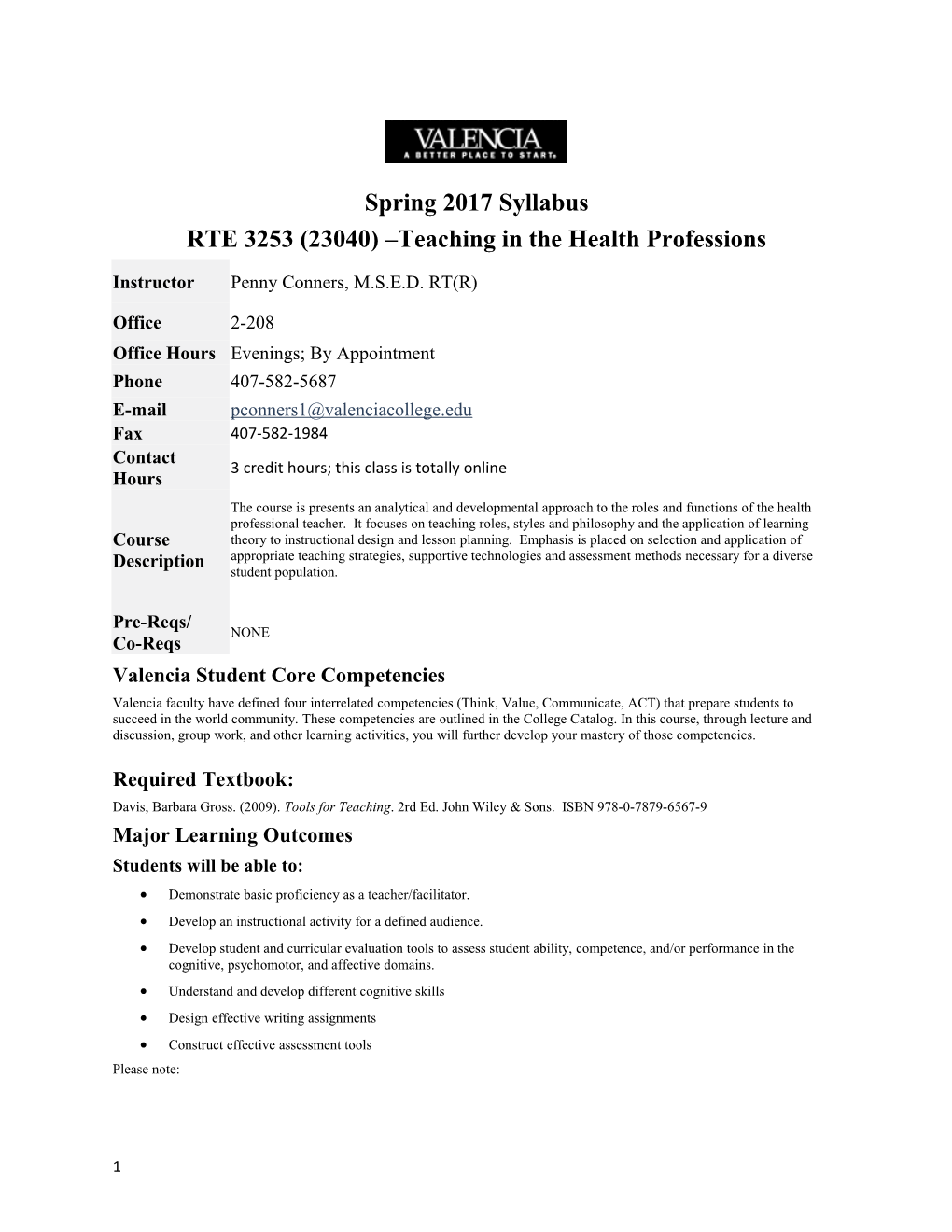 RTE 3253 (23040) Teaching in the Health Professions