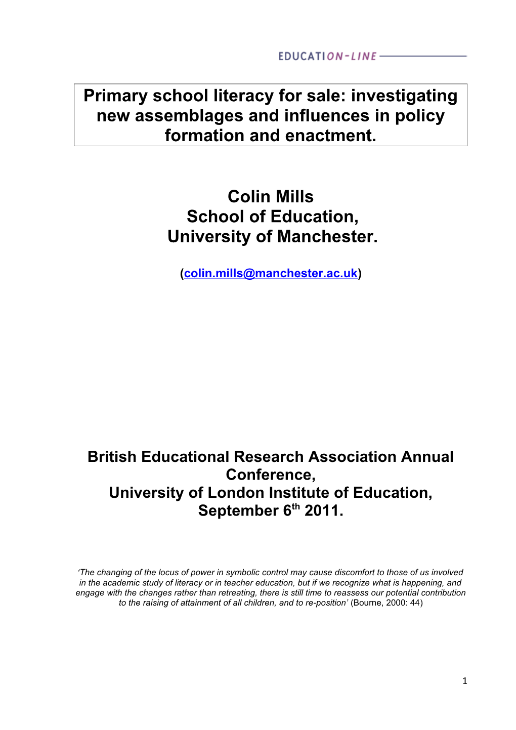 Primary School Literacy for Sale: Investigating New Assemblages and Influences in Policy