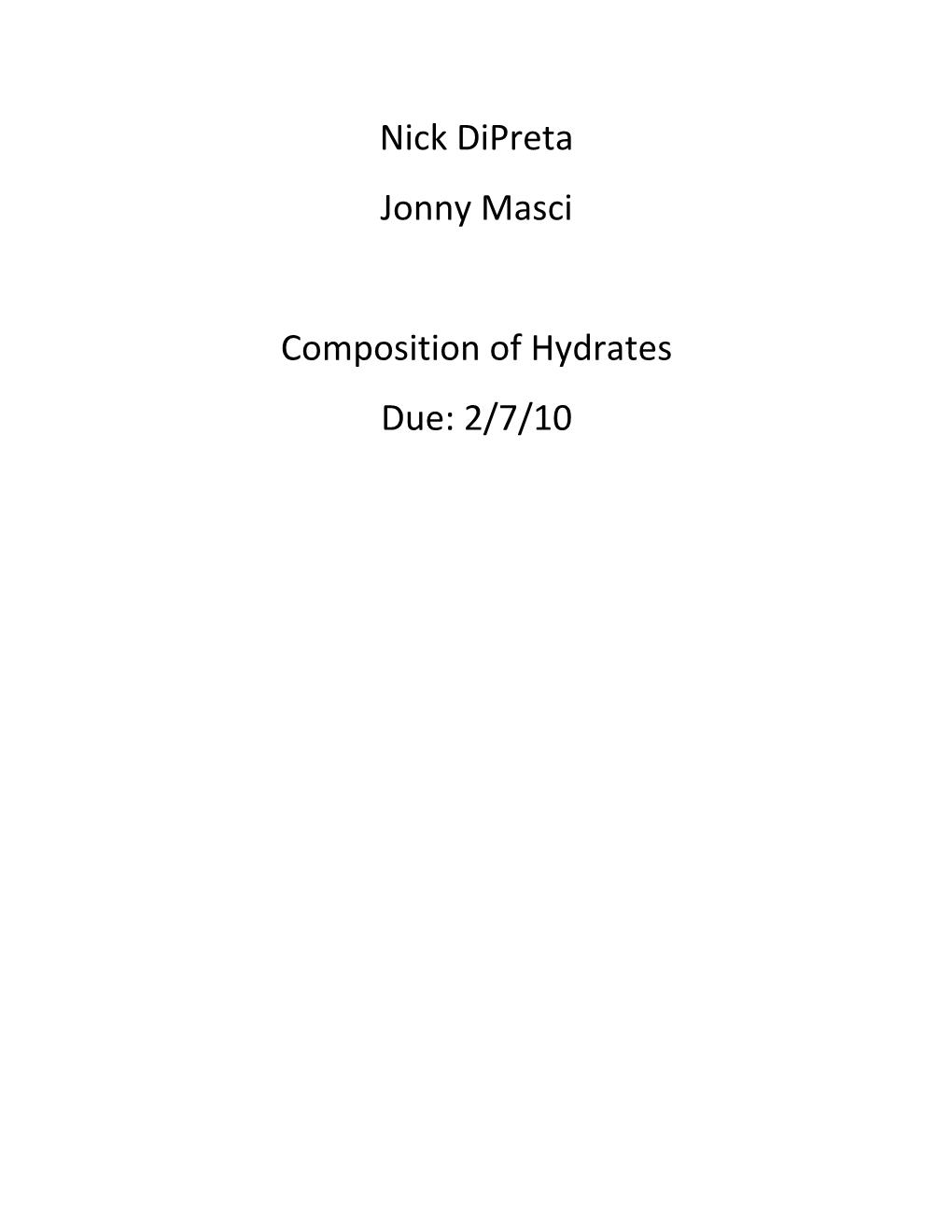 Composition of Hydrates