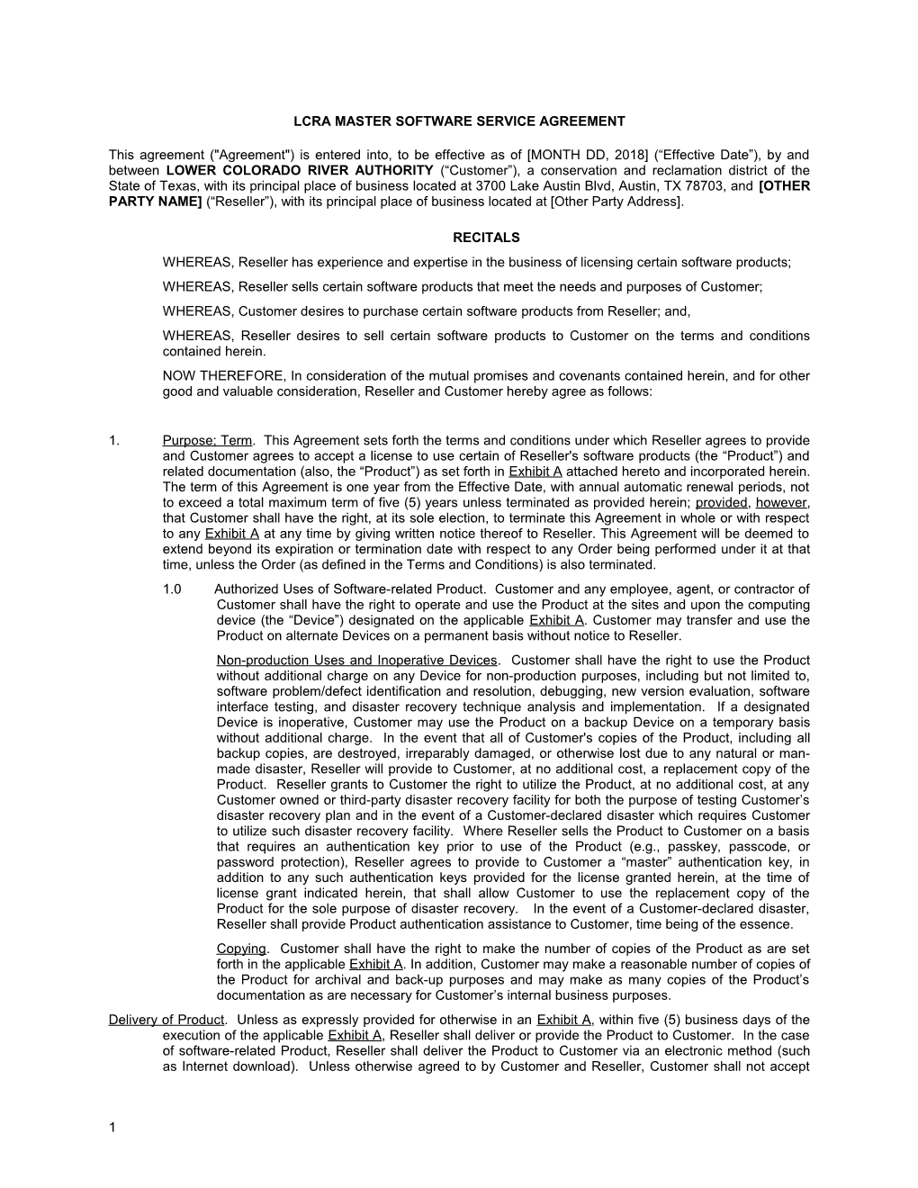 RFP 11018 - Software Service Agreement