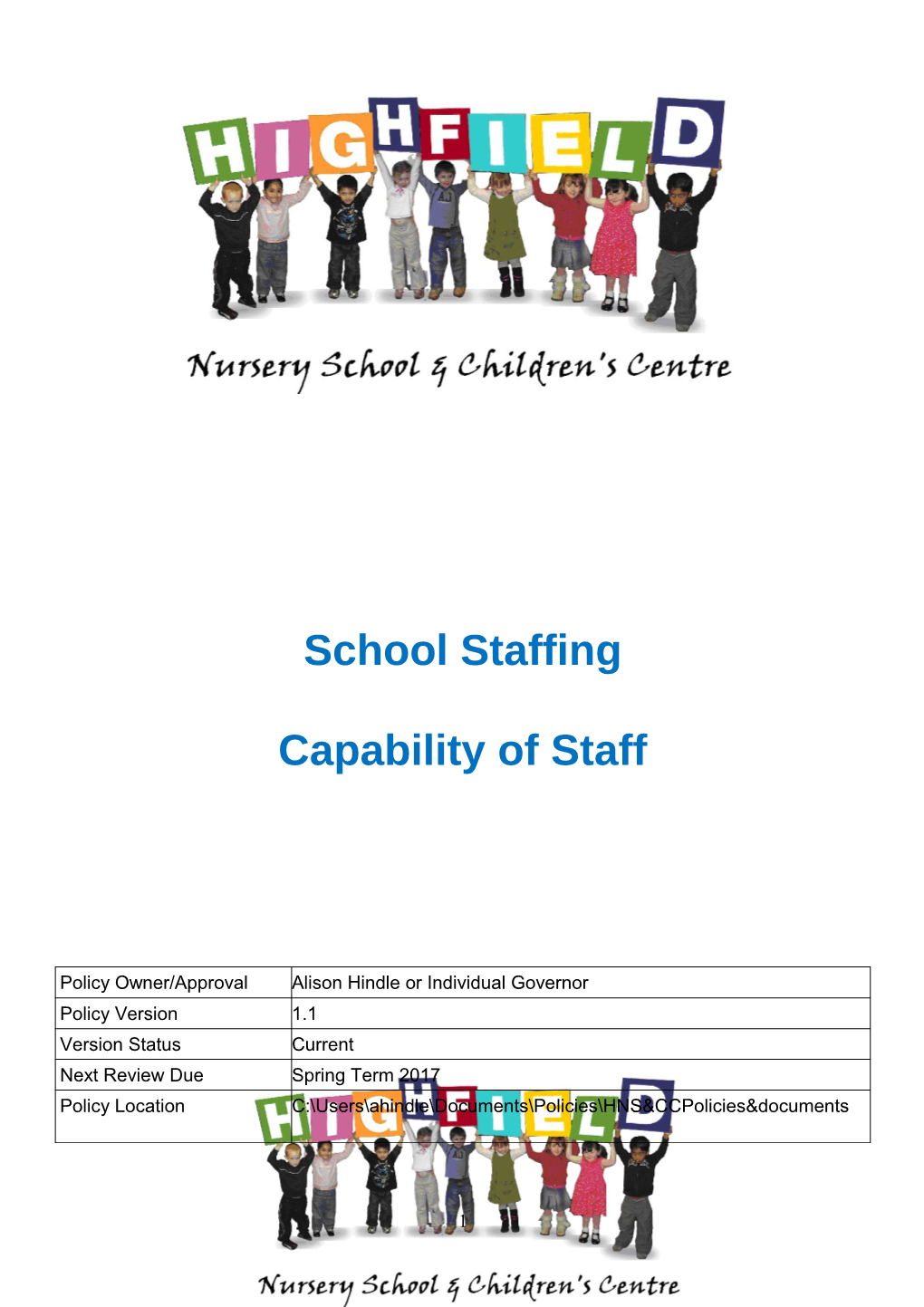 School Staffing/Capability of Staff