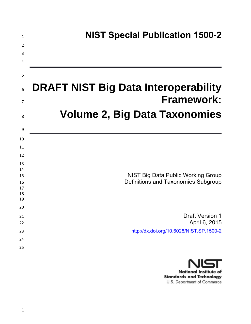 DRAFT NIST Big Data Interoperability Framework s1