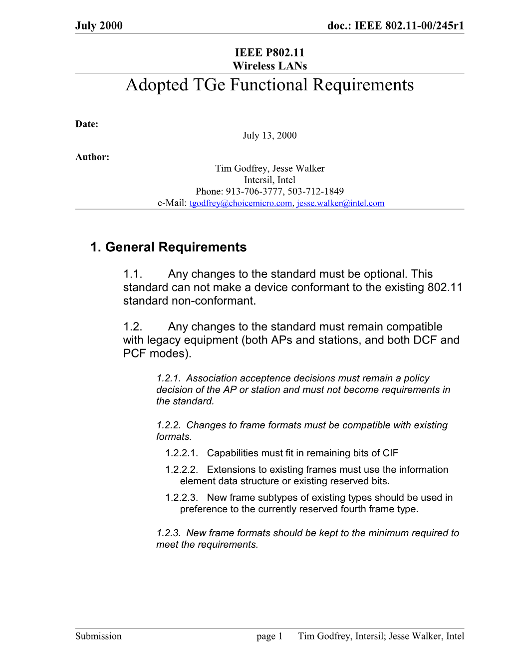 Adopted Tge Functional Requirements