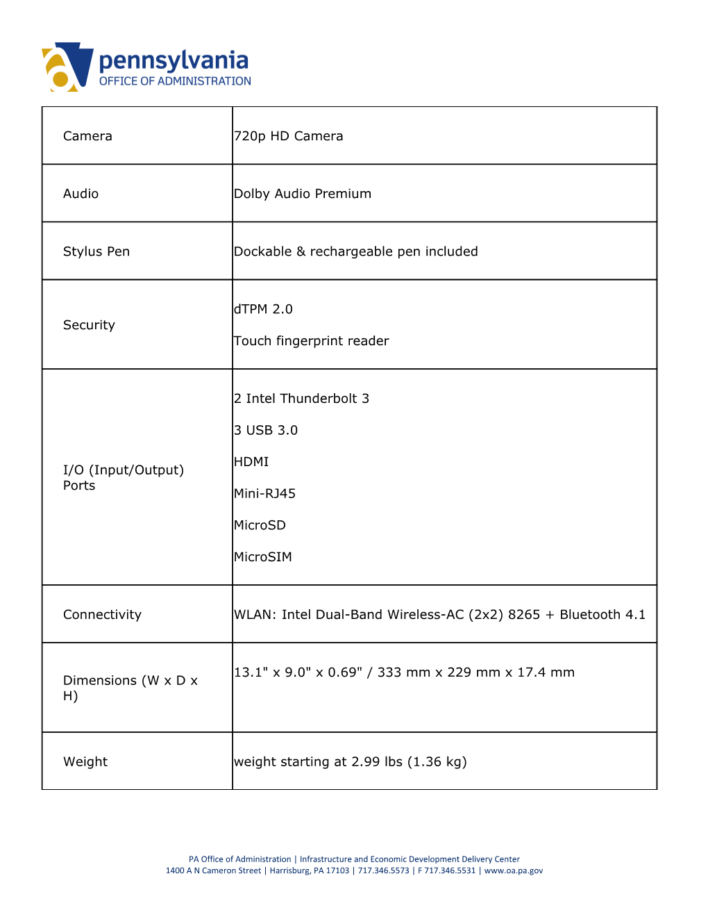 Section I. Specifications