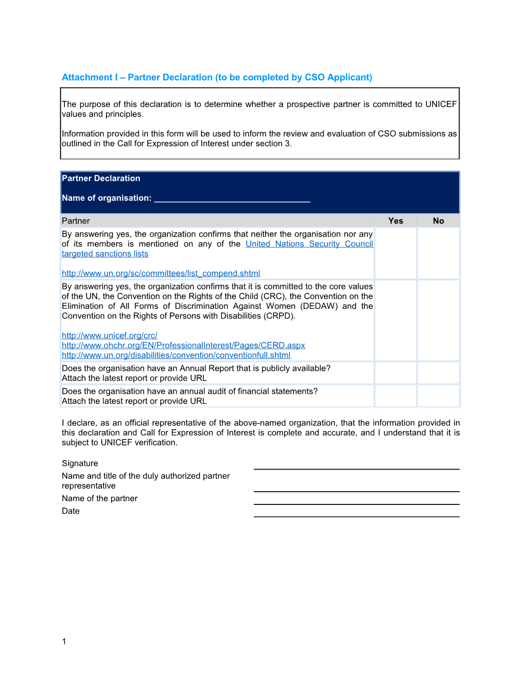Attachment II CSO Identification Profile (To Be Completed by CSO Applicant)