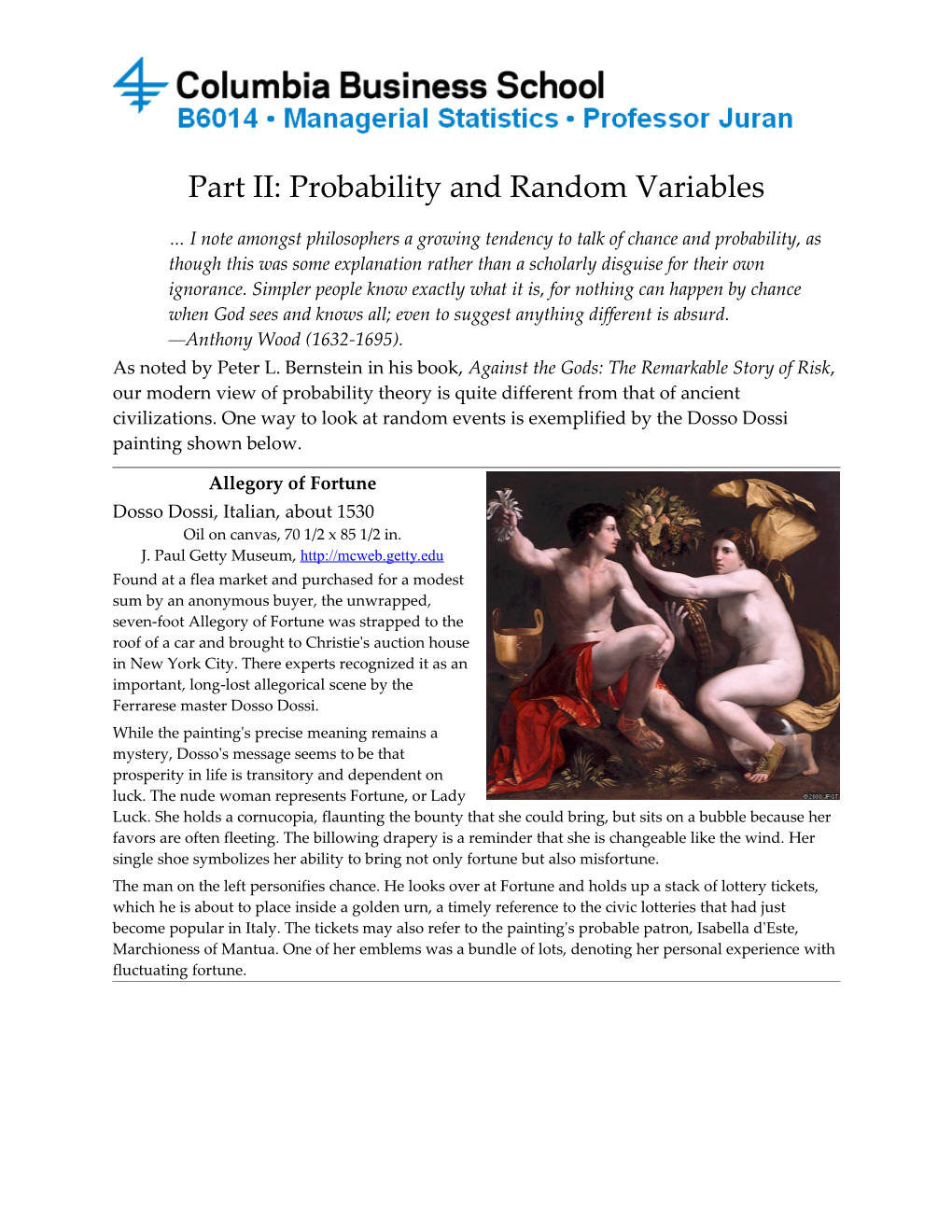 Part II: Probability and Random Variables