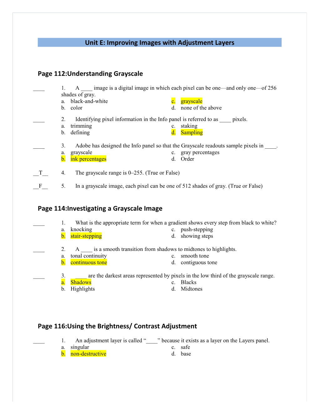 Unit E: Improving Images with Adjustment Layers