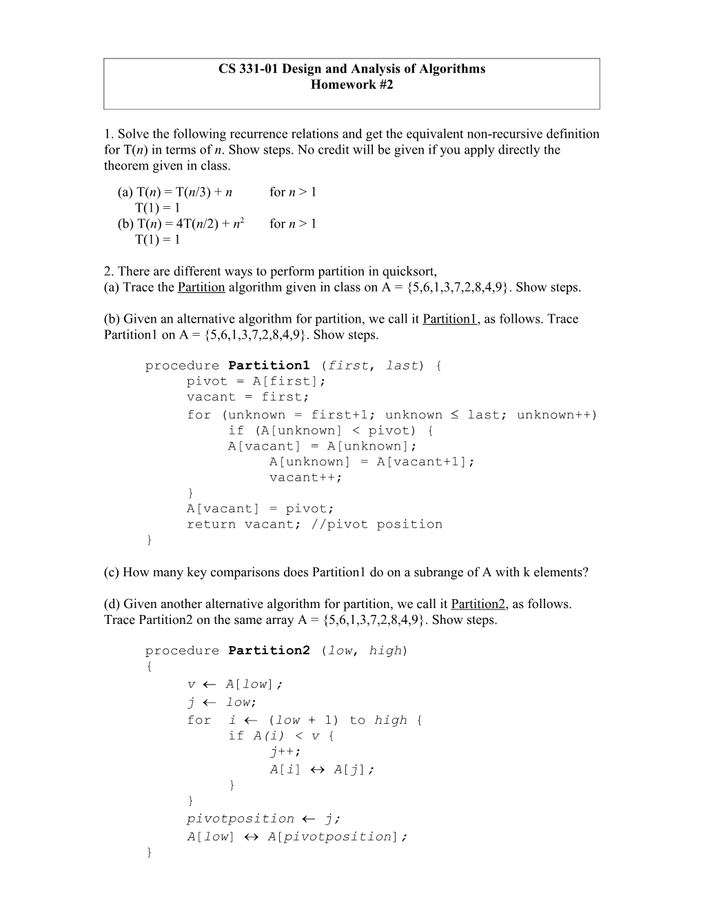 CS 530 Advanced Algorithm Design and Analysis s1
