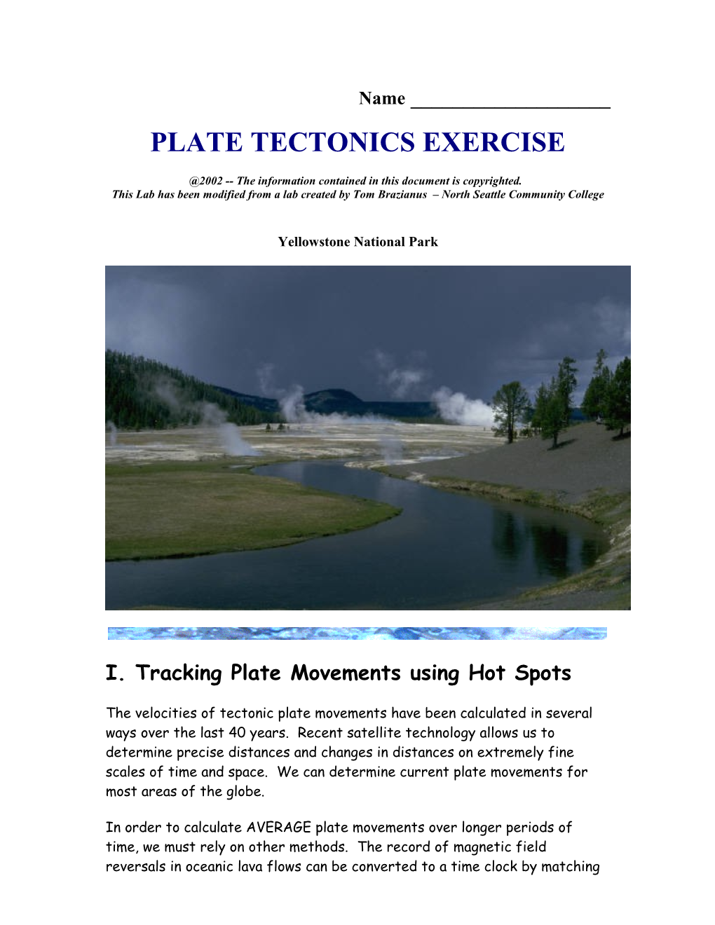 Plate Tectonics Exercise