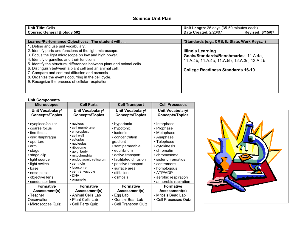 Science Unit Plan s1