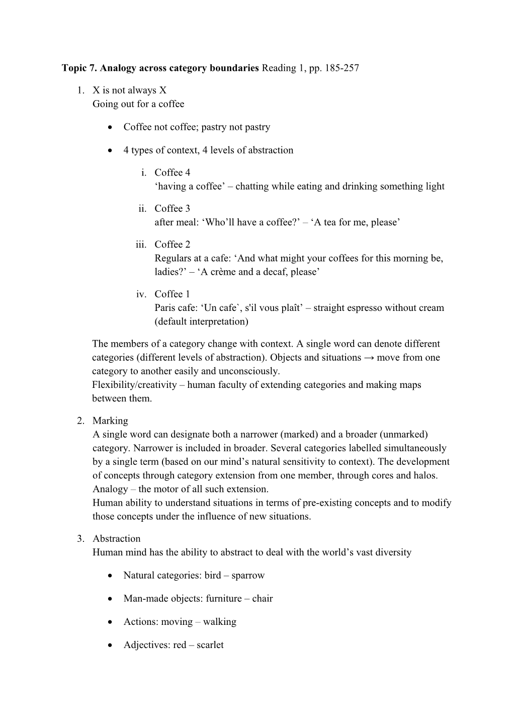 Topic 7. Analogy Across Category Boundaries Reading 1, Pp. 185-257