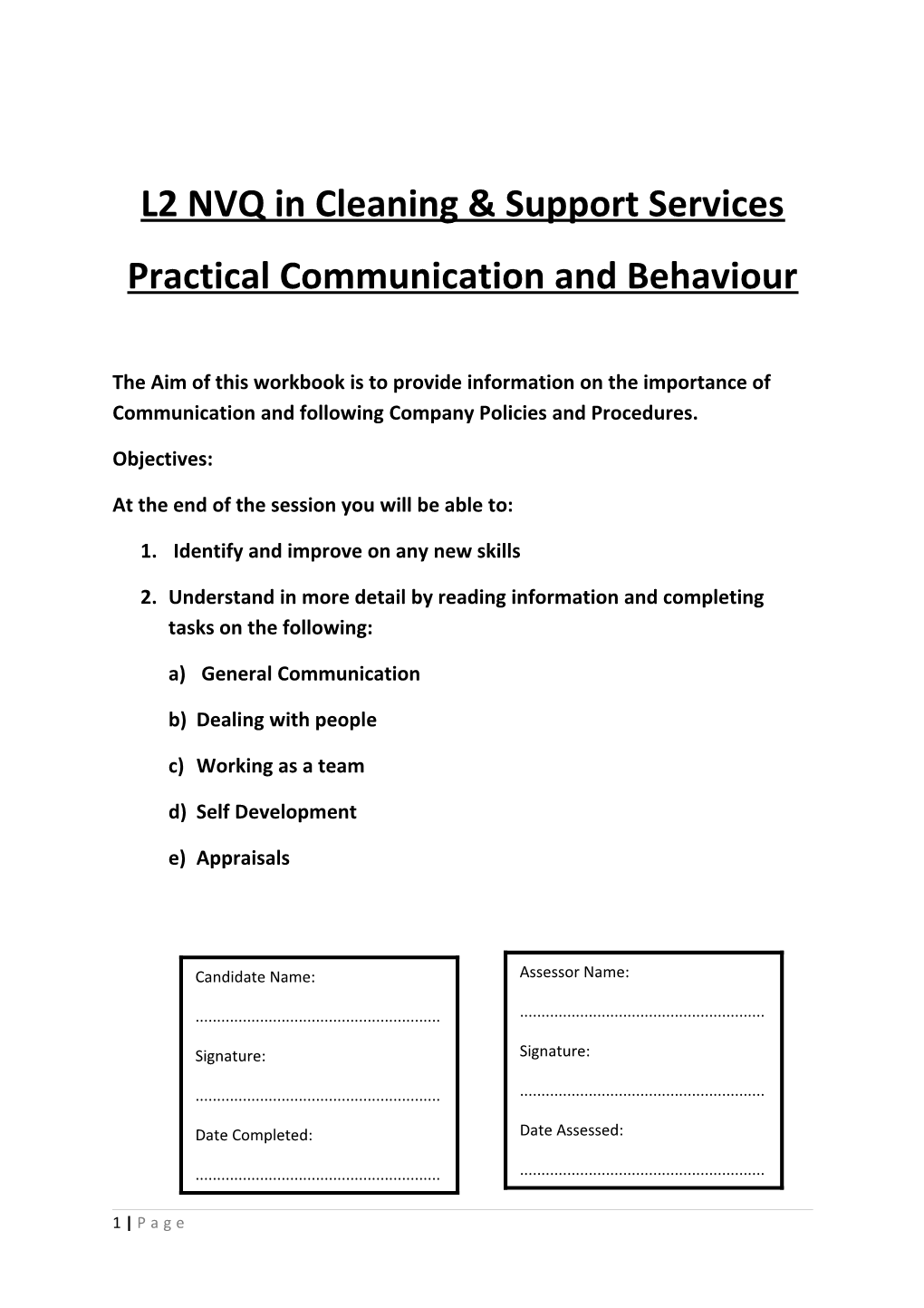 NVQ In Cleaning & Support Services Level 2