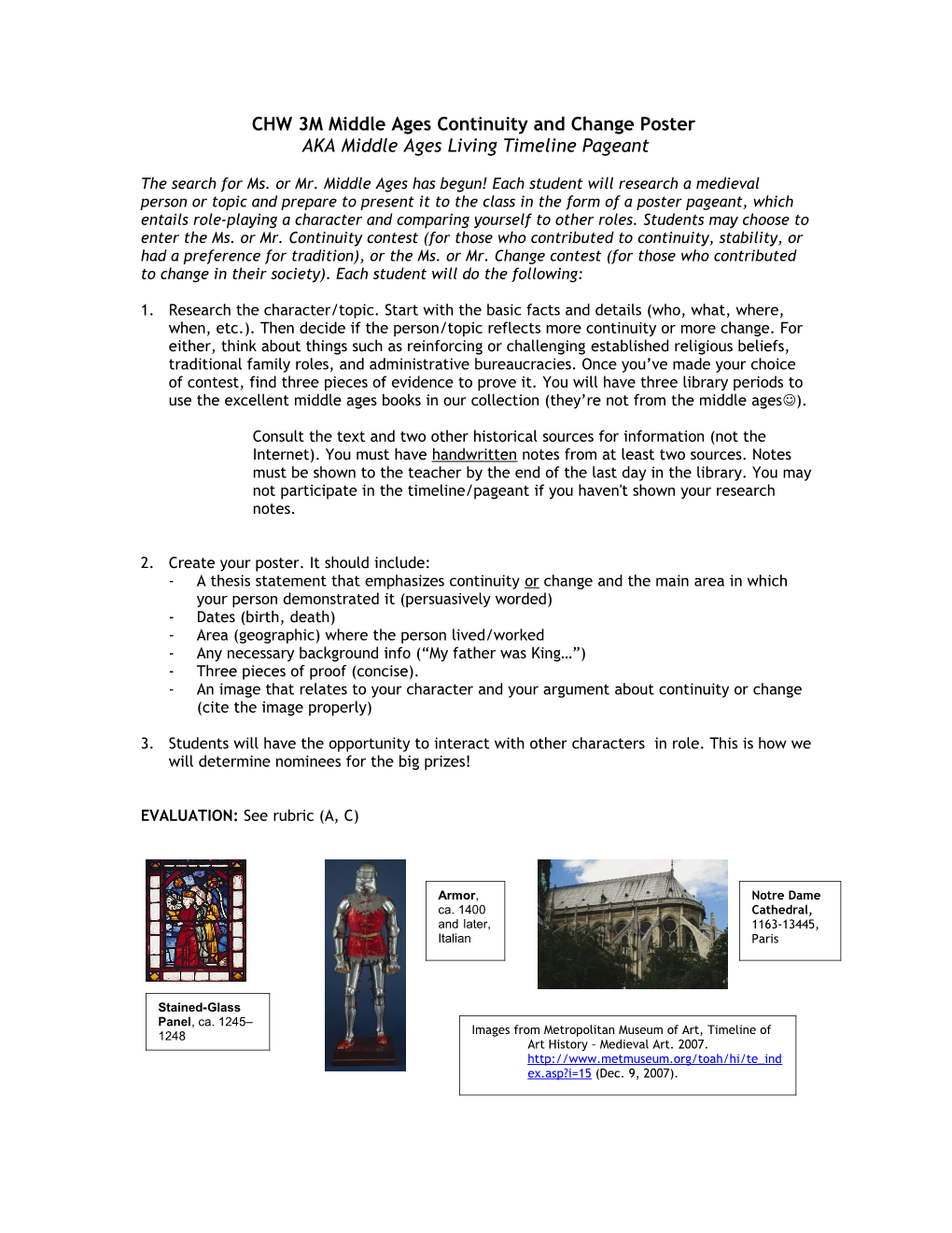 CHW 3M Middle Ages Living Timeline Pageant