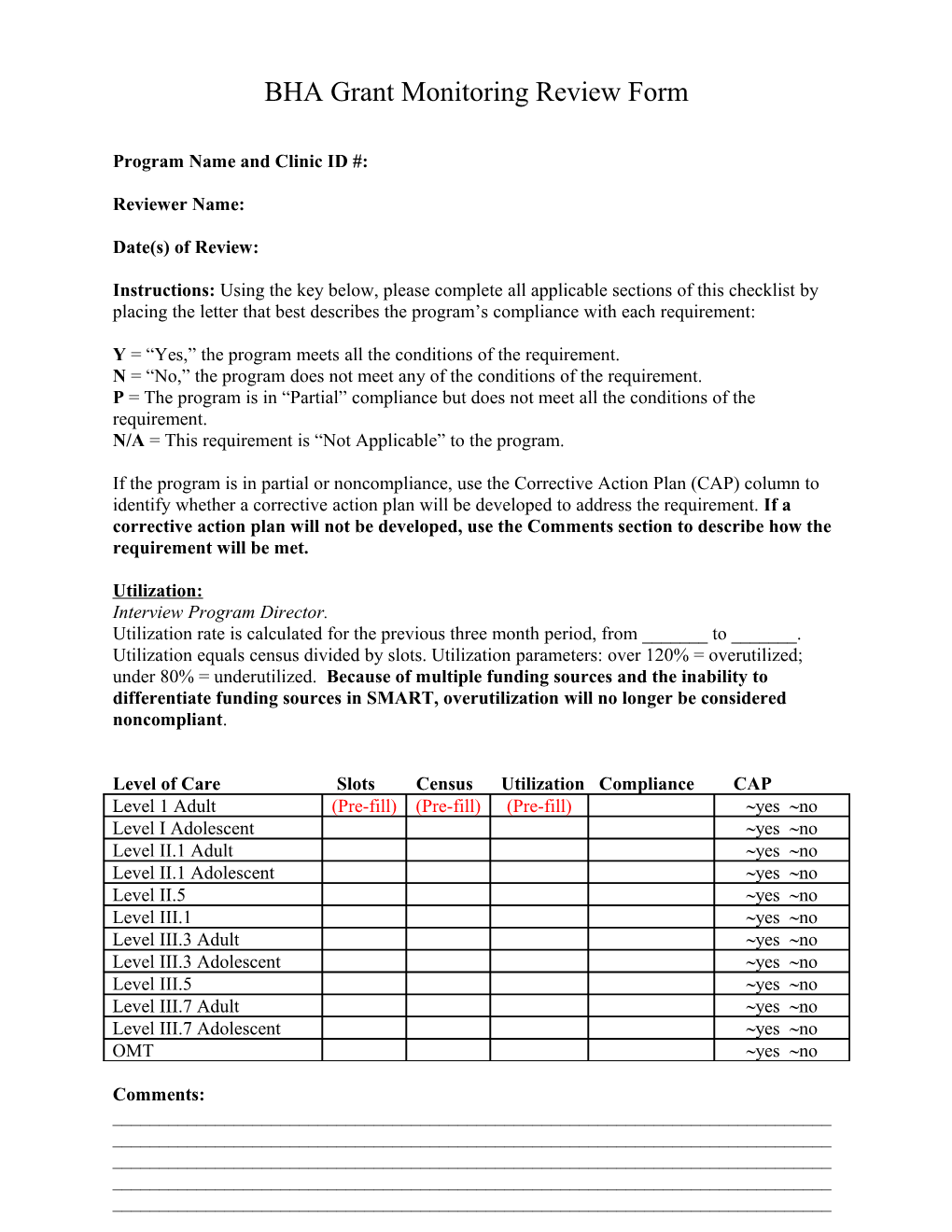 Substance Abuse Prevention and Treatment (Sapt) Block Grant Monitoring Checklkist