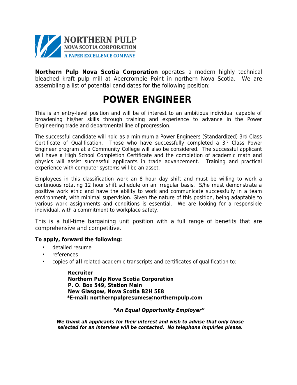 Power Engineer