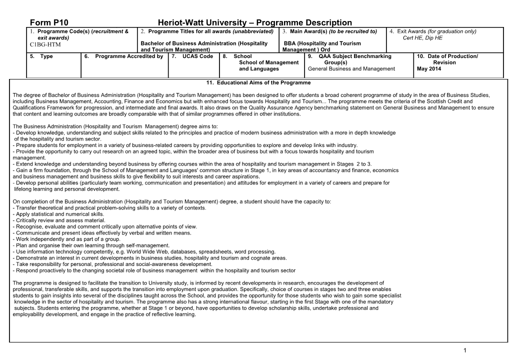 Programme Code(S) (Recruitment & Exit Awards)