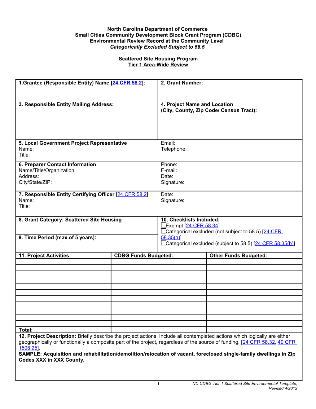 Environmental Review Record at the Community Level