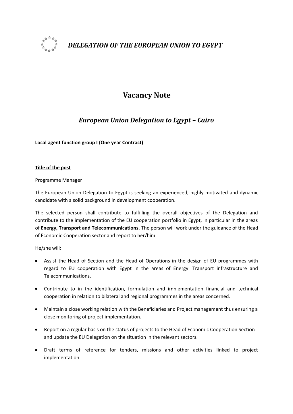Delegation of the European Uniontoegypt