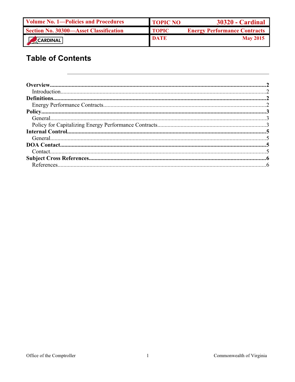 CAPP Manual - 30320 - Cardinal, Asset Classification - Energy Performance Contracts