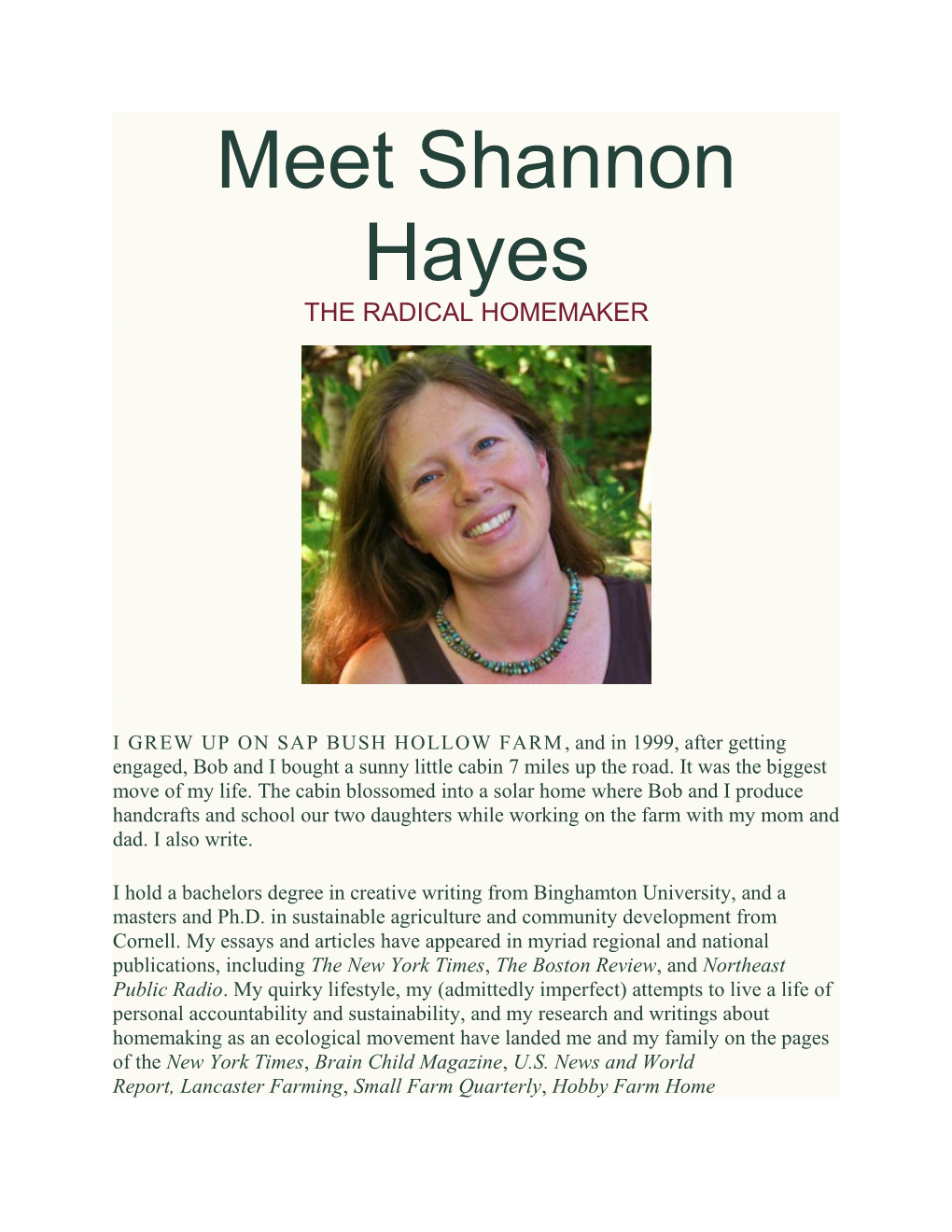 Meet Shannon Hayes