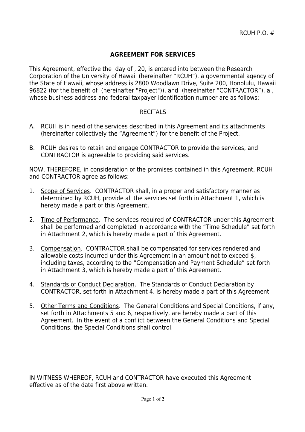 Agreement for Services s1