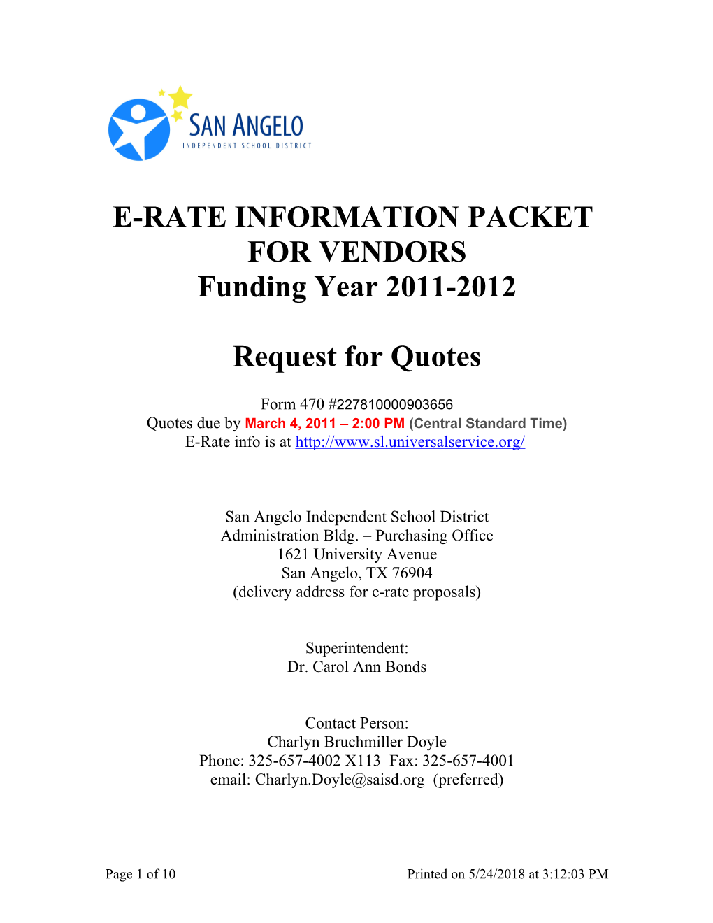 E-Rate Information Packet