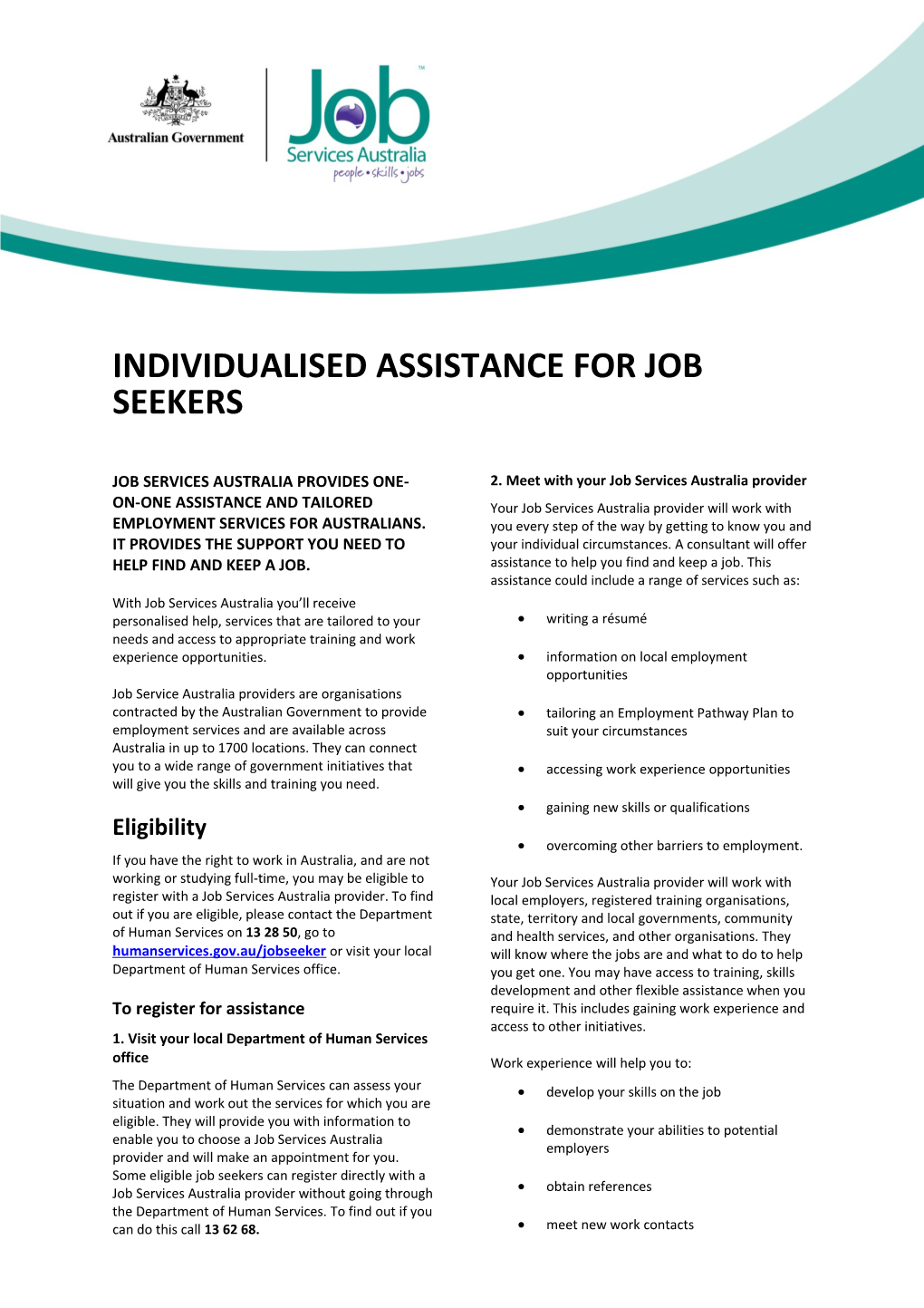 Individualised Assistance for Job Seekers