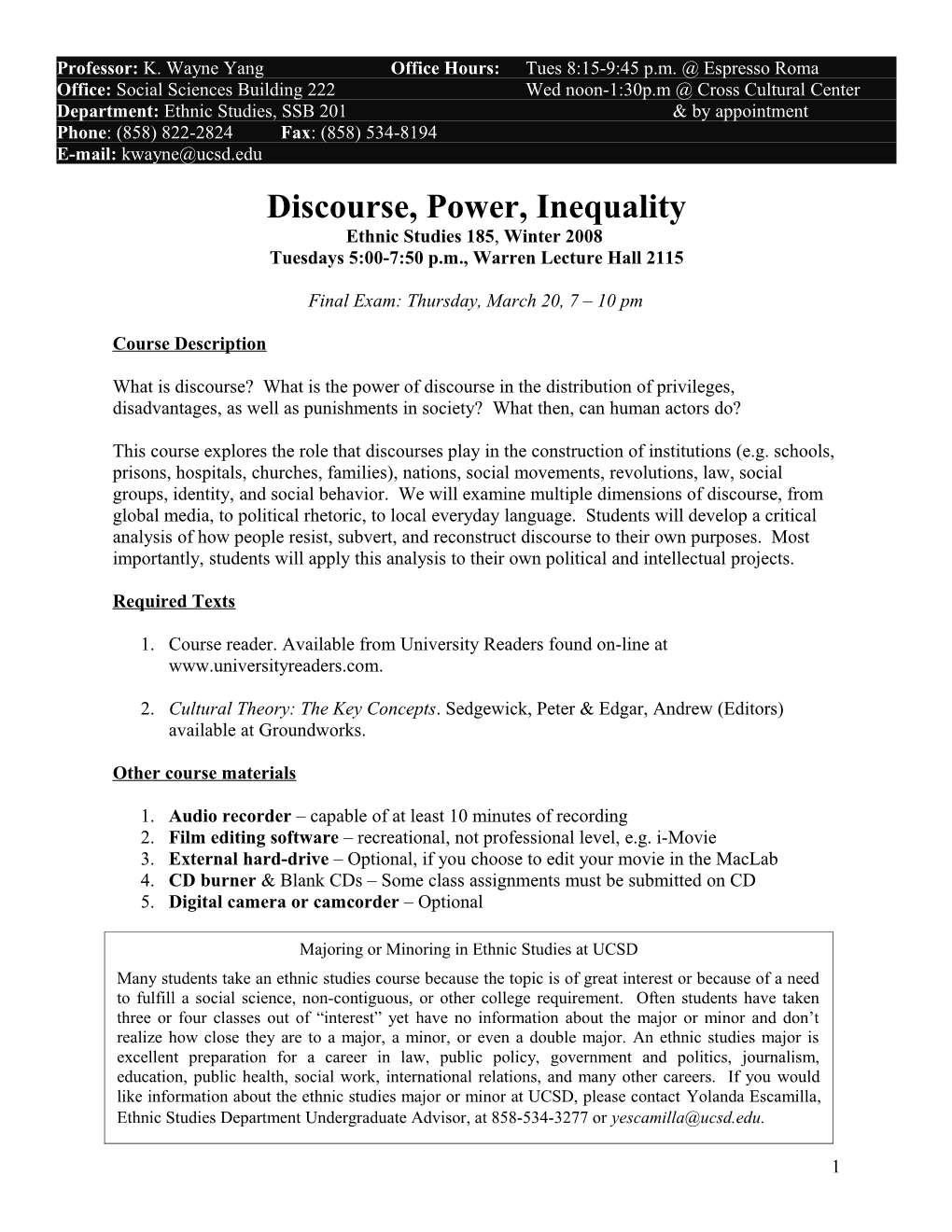 Discourse, Power, Inequality