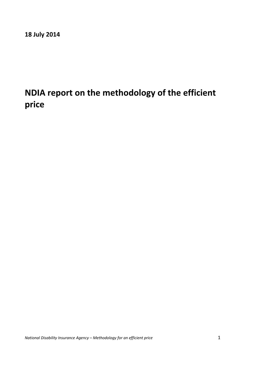 NDIA Report on the Methodology of the Efficient Price