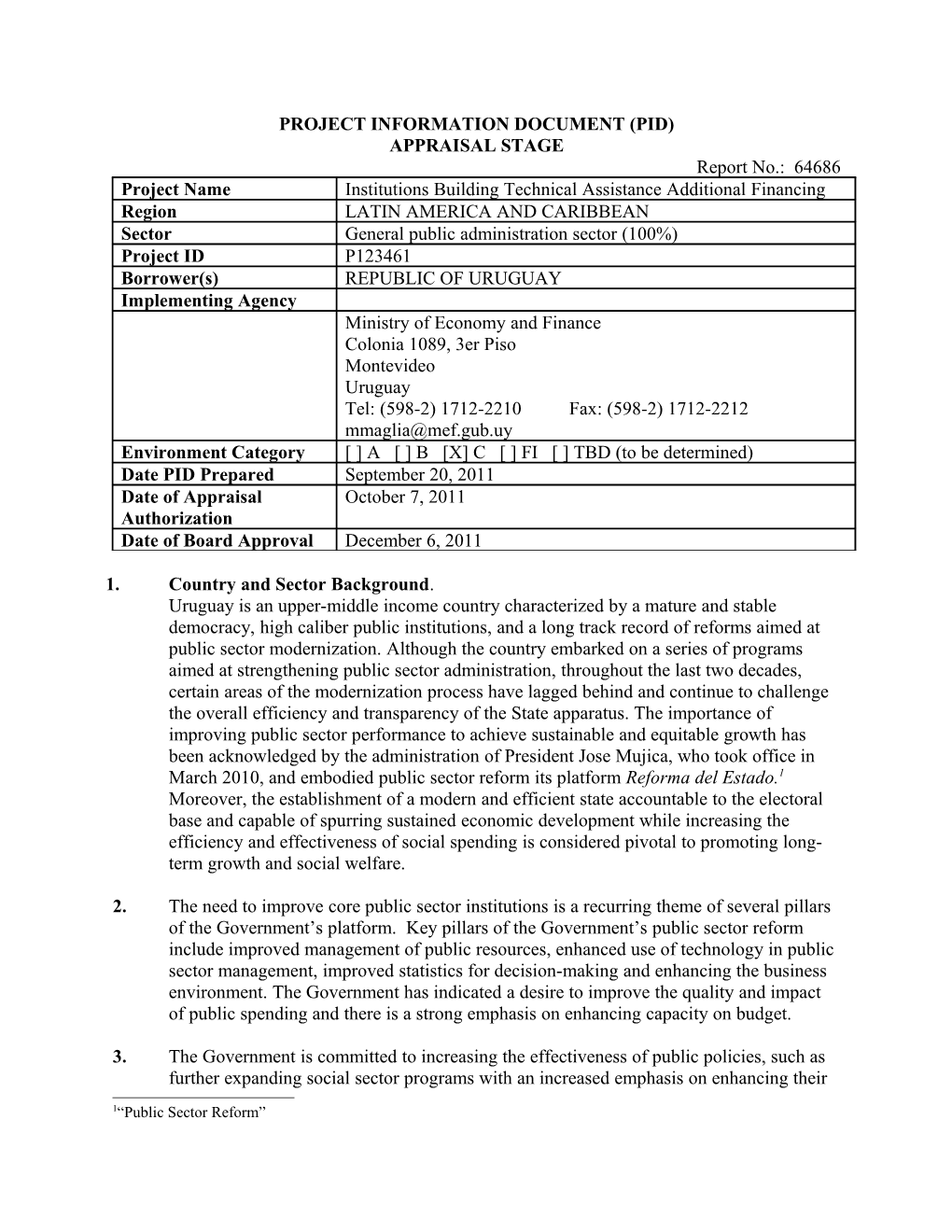 Project Information Document (Pid) s42