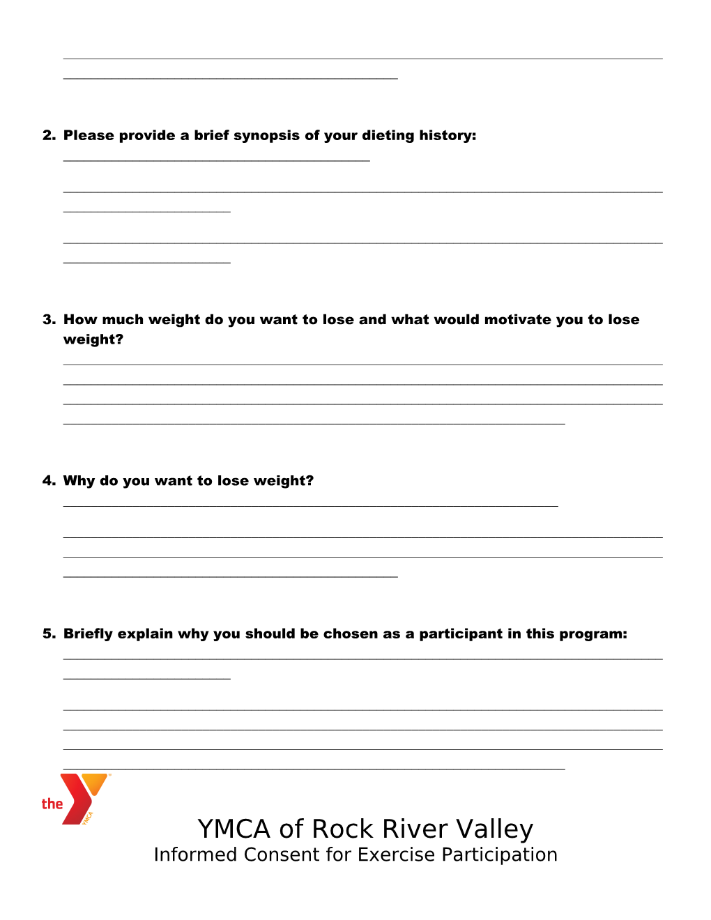 YMCA Community Health Challenge Application