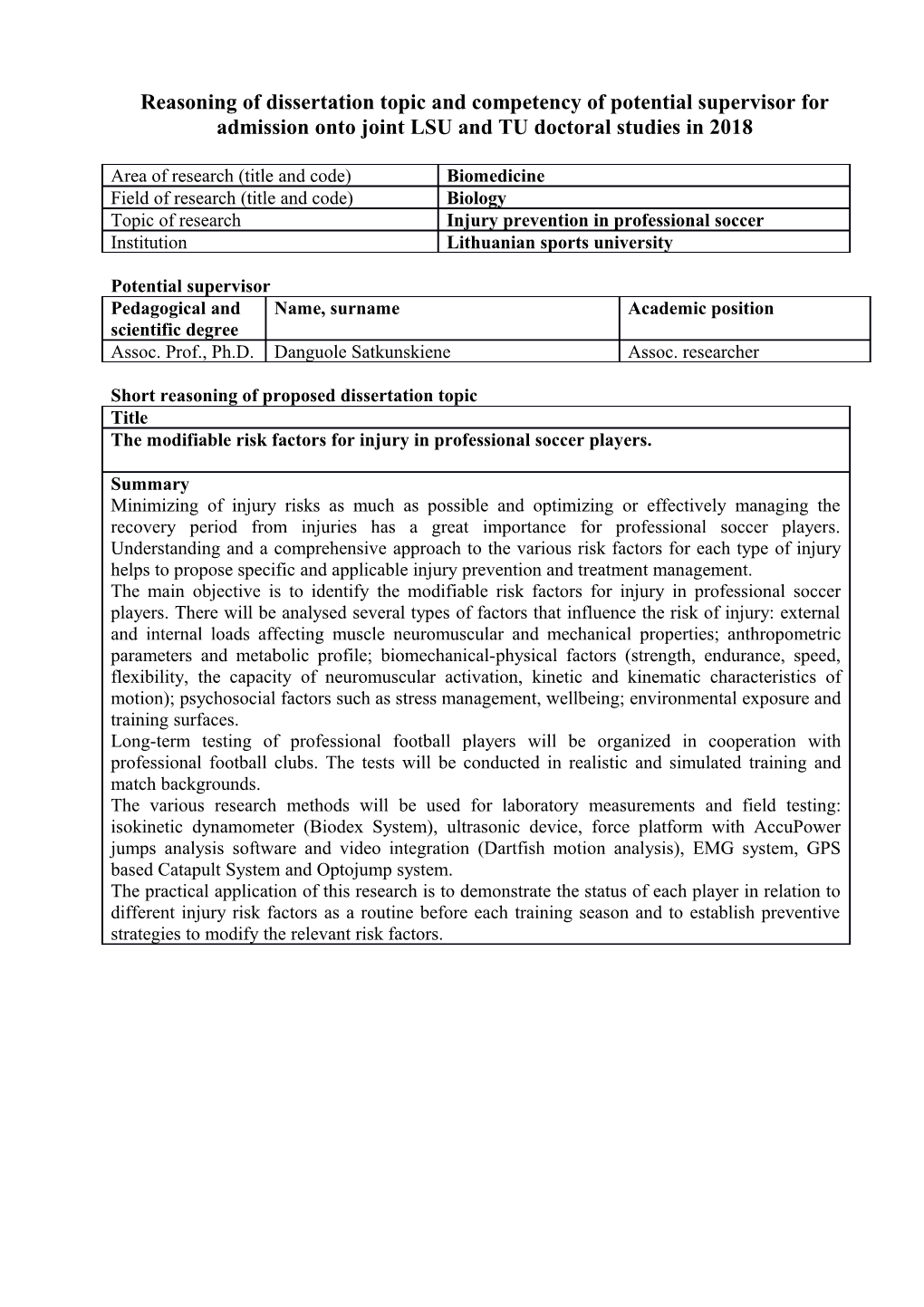 Short Reasoning of Proposed Dissertation Topic