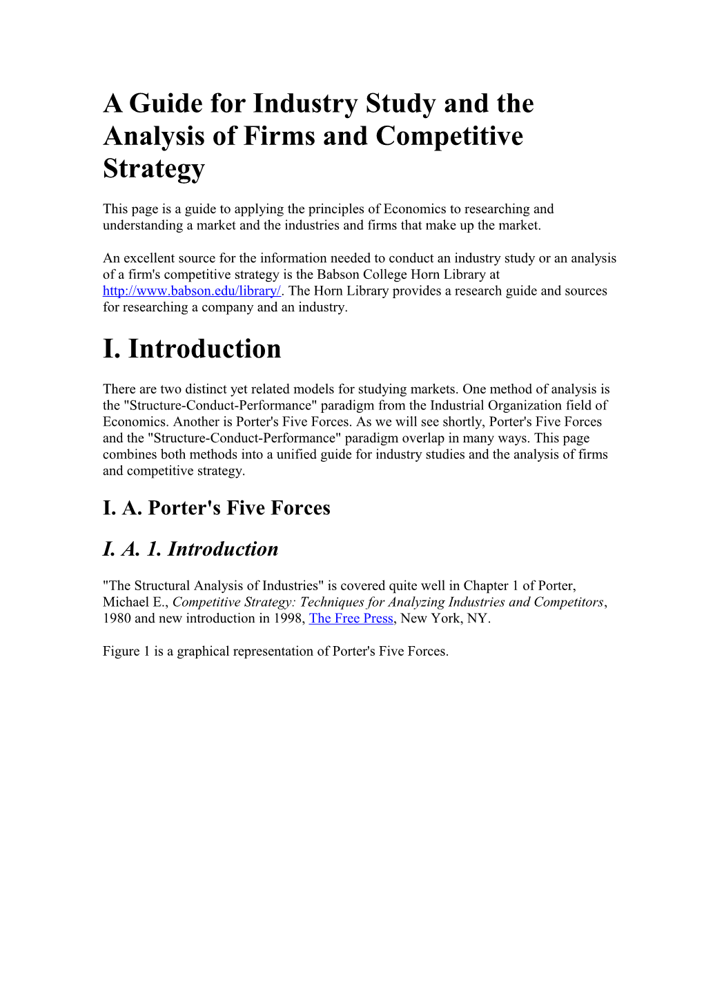 A Guide for Industry Study and the Analysis of Firms and Competitive Strategy