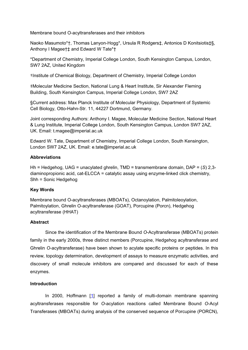 Membrane Bound O-Acyltransferases and Their Therapeutics