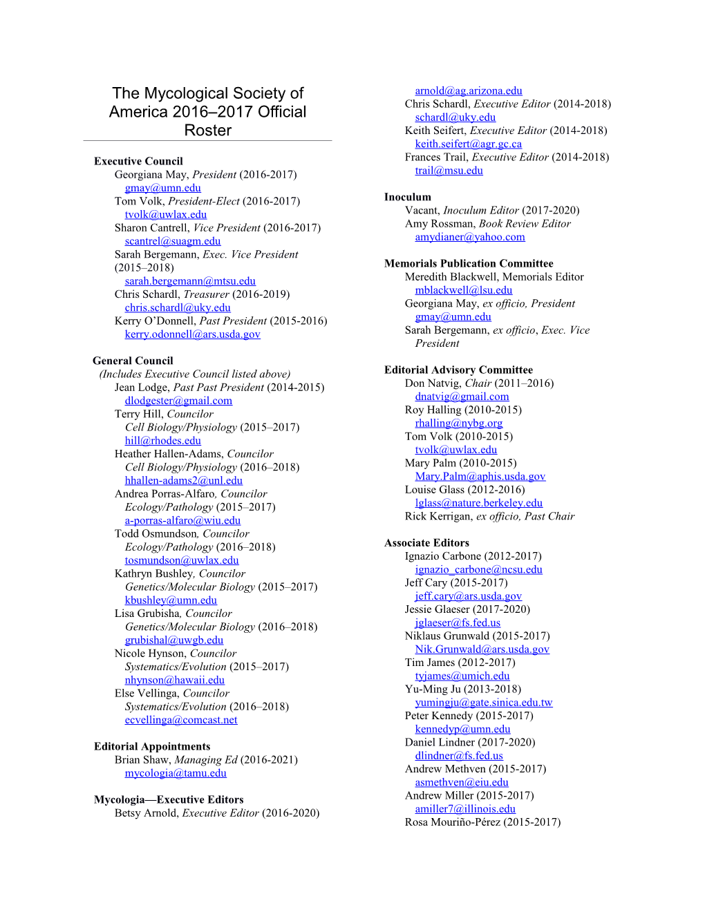 The Mycological Society of America