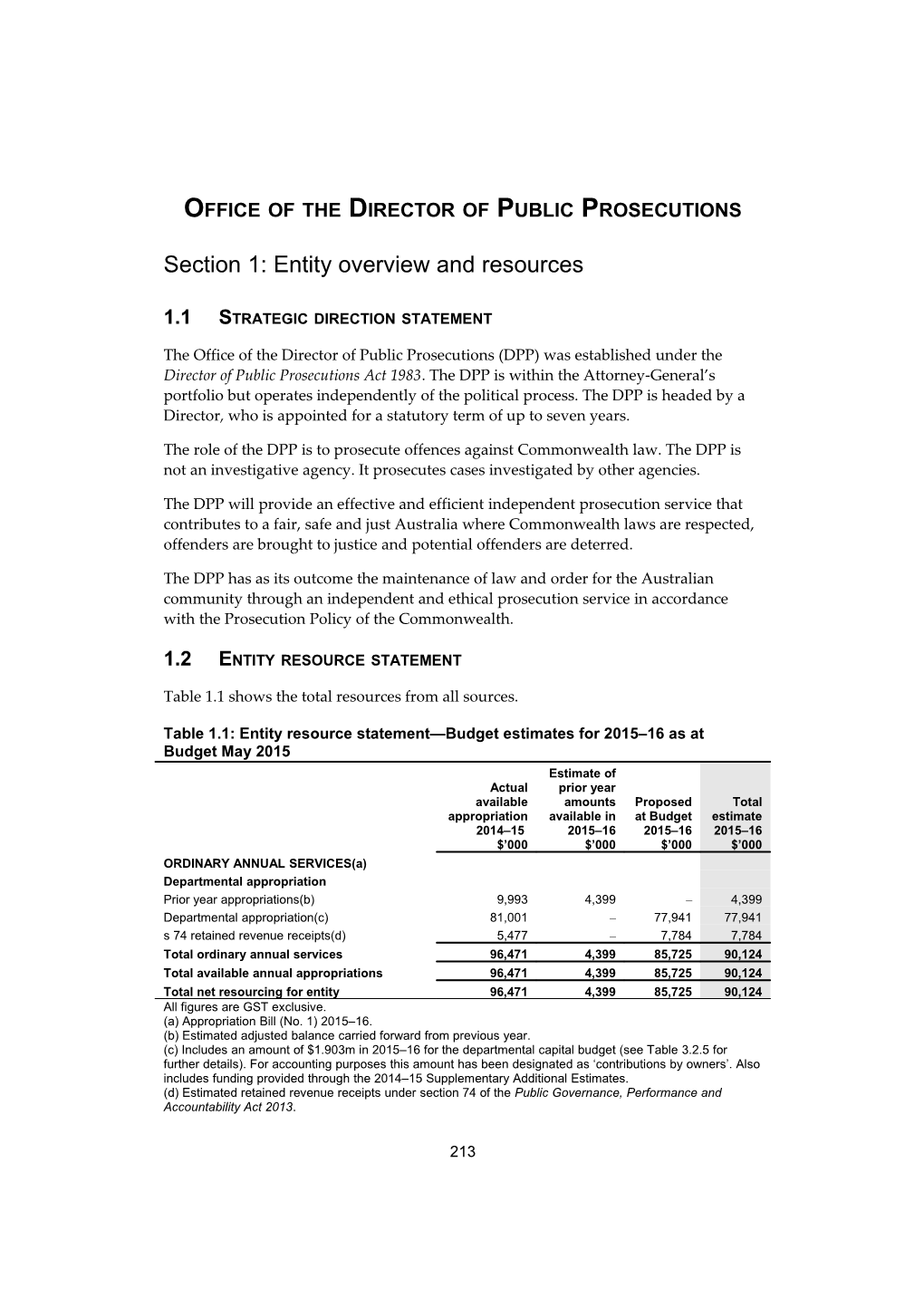 Portfolio Budget Statements - OFFICE of the DIRECTOR of PUBLIC PROSECUTIONS